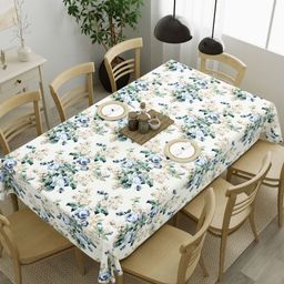Clasiko Off White Floral Anti-Skid Cotton 8-Seater Table Cover-image-32
