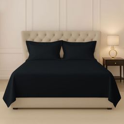 PIZUNA LINENS Black 400 TC King Bedsheet with 2 Pillow Covers-picture-36