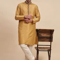 SKAVIJ Mandarin Collar Long Sleeves Thread Work Straight Kurta with Churidar-image-35