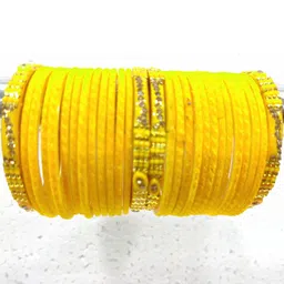 SAVORADE Set Of 28 Yellow Glass Bangle-picture-14