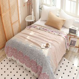 JC HOME Red & White Floral AC Room 380 GSM Single Bed Quilt-image-54