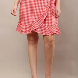 Moda Rapido Checked Flared Mini Skirt-picture-16