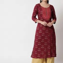 Anouk Floral Printed Round Neck Straight Kurta-29