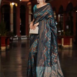 Mitera Woven Design Zari Silk Blend Banarasi Saree-43