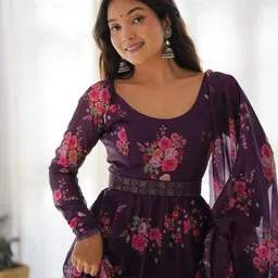 Jash Creation Print Fit & Flare Maxi Dress-image-68
