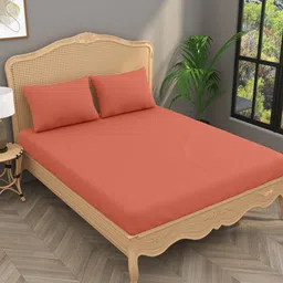 Gulaab Jaipur Orange 400 TC Cotton Super King Bedsheet Set 2.74 m x 2.74 m-image-62