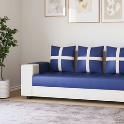 Torque Blue Fabric Premium 3 Seater Sofa Set-image-39