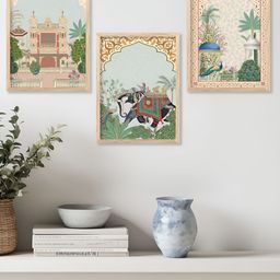 Kotart Brown & Blue 3 Pieces Floral & Botanical Wooden Wall Arts-picture-21