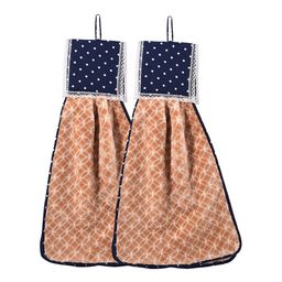 Kuber Industries White 2 Pcs Printed Microfiber Wash Basin Napkin Towel With Hanging Loops-87