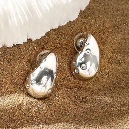 SOHI Silver-Plated The Small Dented Teardrop Shaped Studs image 2