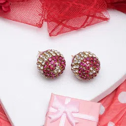 KPOP Gold-Plated Circular Shaped Rhinestone Studs-image-98
