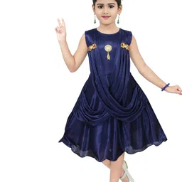CHANDRIKA Girls Navy Blue Viscose Rayon Dresses-picture-30