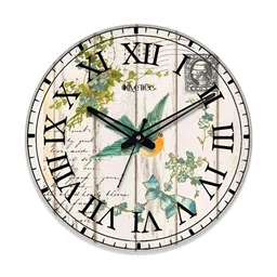 OLIVE TREE Off White & Green Floral Printed Contemporary Wall Clock-26