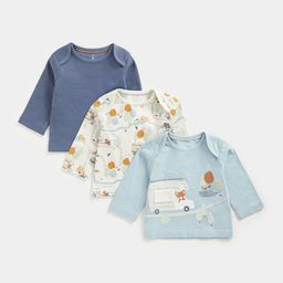mothercare Boys Pack Of 3 Solid Round Neck Pure Cotton T-shirts-image-98