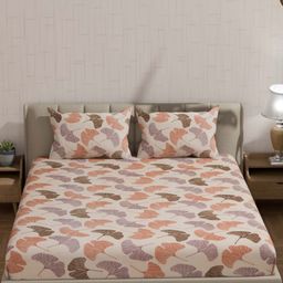 BLUEDOT Umang Beige Floral Printed 210 TC Fitted King Bedsheet Set 1.98 m x 1.82 m-picture-20