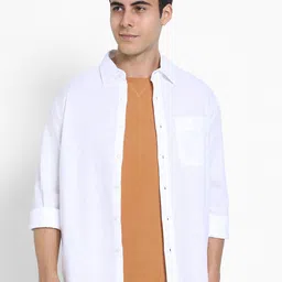 AMERICAN EAGLE OUTFITTERS Spread Collar Cotton Linen Casual Shirt-image-46