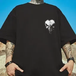 Men Printed Round Neck Cotton Blend Black T-Shirt-image-75