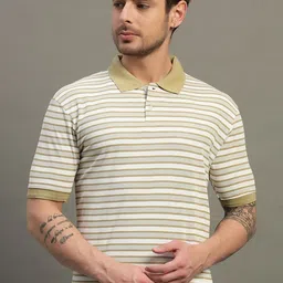 RENUOVO Men Striped Polo Collar T-shirt-picture-0