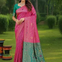Moda Rapido Pink Woven Design Silk Cotton Kanjeevaram Sarees-picture-16