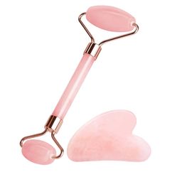 Techpro Set Of 2 Rose Quartz Roller & Gua Sha Stone For Smooth & Glowing Skin-image-4