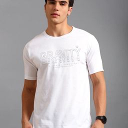 BLUE ARC Typography Printed Round Neck Cotton T-shirt-image-59