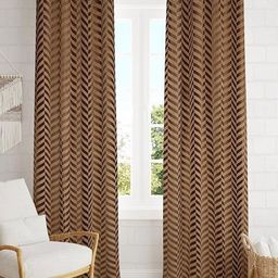 Aura Brown & Beige 2 Pieces Geometric Printed Velvet Door Curtains-image-77