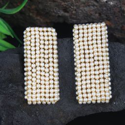 StyleCast Gold-Plated Pearls Studded Geometric Shaped Studs-image-46