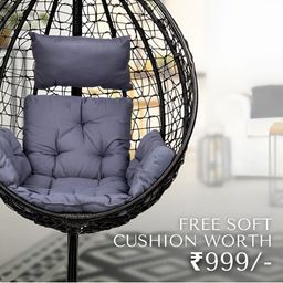 Swingzy Black & Grey Textured Hammock Swing With Cushion Set image 5