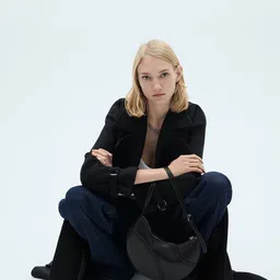 MANGO Notched Lapel Collar Oversized Front-Open Longline Overcoat with Belt image 5