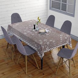 Sun Rise Brown Set of 4 Floral 4-Seater Table Cover with Embroidered details-3