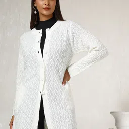 Soch Women Cable Knit Longline Cardigan-image-23