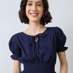 SZN Puff Sleeve Cinched Waist Crop Top-image-48