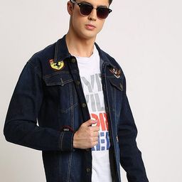 Kaali Peeli Men Washed Crop Outdoor Denim Jacket with Patchwork-picture-44
