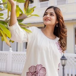 Indo Era Floral Printed Pure Cotton Straight Kurta With Trouser-picture-39