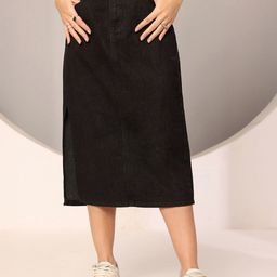 DOLCE CRUDO Hight Rise A-Line Midi Skirt-picture-38