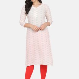 Fourleaf Abstract Woven Design V-Neck Thread Work Pure Silk Straight Kurta-54