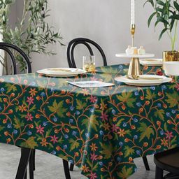 CASABLEU Green & Blue 2 Pieces Floral Printed 6 Seater Table Cover-picture-0