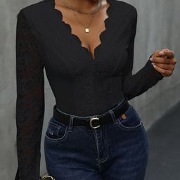 bebe Self Design Long Sleeves Bodysuit-picture-50