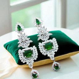 The Pari Rhodium-Plated American Diamond Studded Square Shaped Drop Earrings-image-83