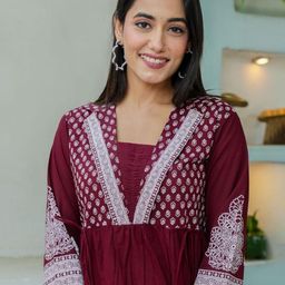 KALINI Women Ethnic Motifs Printed Fit & Flare Mini Dress-image-95