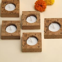 Aromatic Fables White & Brown 5 Pieces Wooden Scented Tea Light Candles-image-93
