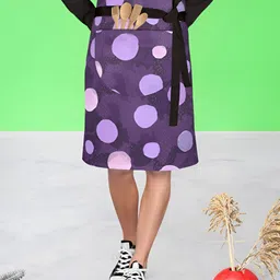 ArtzFolio Purple Printed Cotton Waist Apron-51