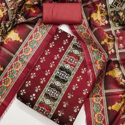 SWARNGANGA TEX Ethnic Motifs Printed Sequinned Unstitched Dress Material-picture-18