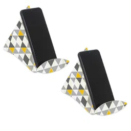 prettykrafts Yellow & White Printed Phone Holder-14