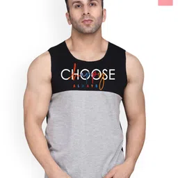 SLOWLORIS Pack Of 2 Printed Combed Cotton Gym Vest VSL26 CMB(CHS BLACKGREY)(NVR PEACH)-picture-45