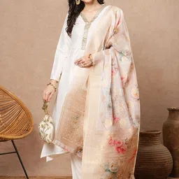 Brand Hill Women Paisley Yoke Design Regular Thread Work Kurta with Sharara & Dupatta-picture-7