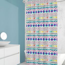 ArtzFolio White & Blue Printed Waterproof Shower Curtain-image-77
