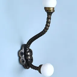 IndianShelf Black & White Braid Design Iron Ceramic Wall Hooks-image-59