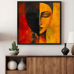 999Store Red & Yellow Buddha Face Canvas Painting Wall Art-image-89