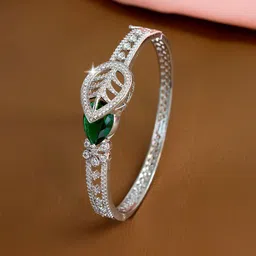 PRIVIU Silver-Plated AD Studded Bangle-Style Bracelet-36